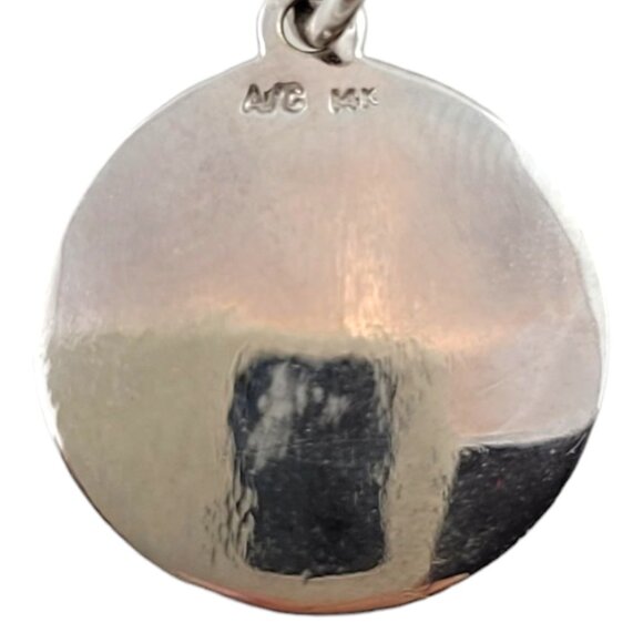 14K White Gold Diamond "C" Initial Circle Pendant Necklace #18094 - Picture 4 of 8